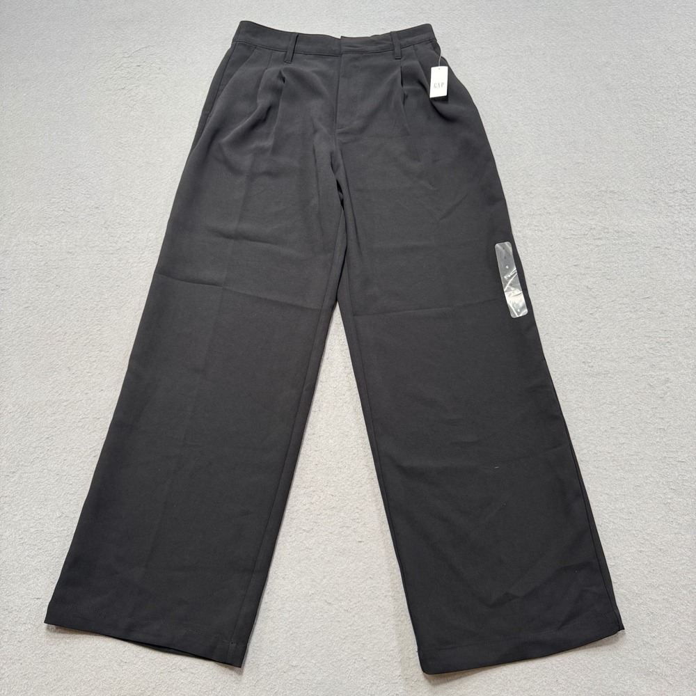 NEW Gap Trousers Women's 6 Black Easy Crepe Baggy Fit Wide Leg High Rise Casual